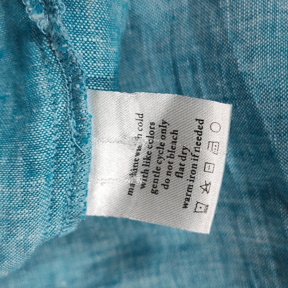 Island Company 100% linen blue shell kimono tunic coverup top M - Picture 8 of 10